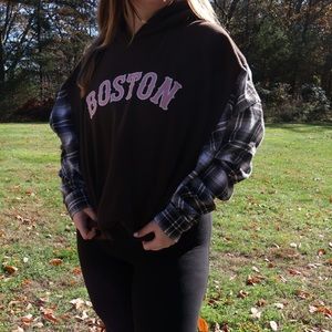 Brown Boston upcycled hoodie